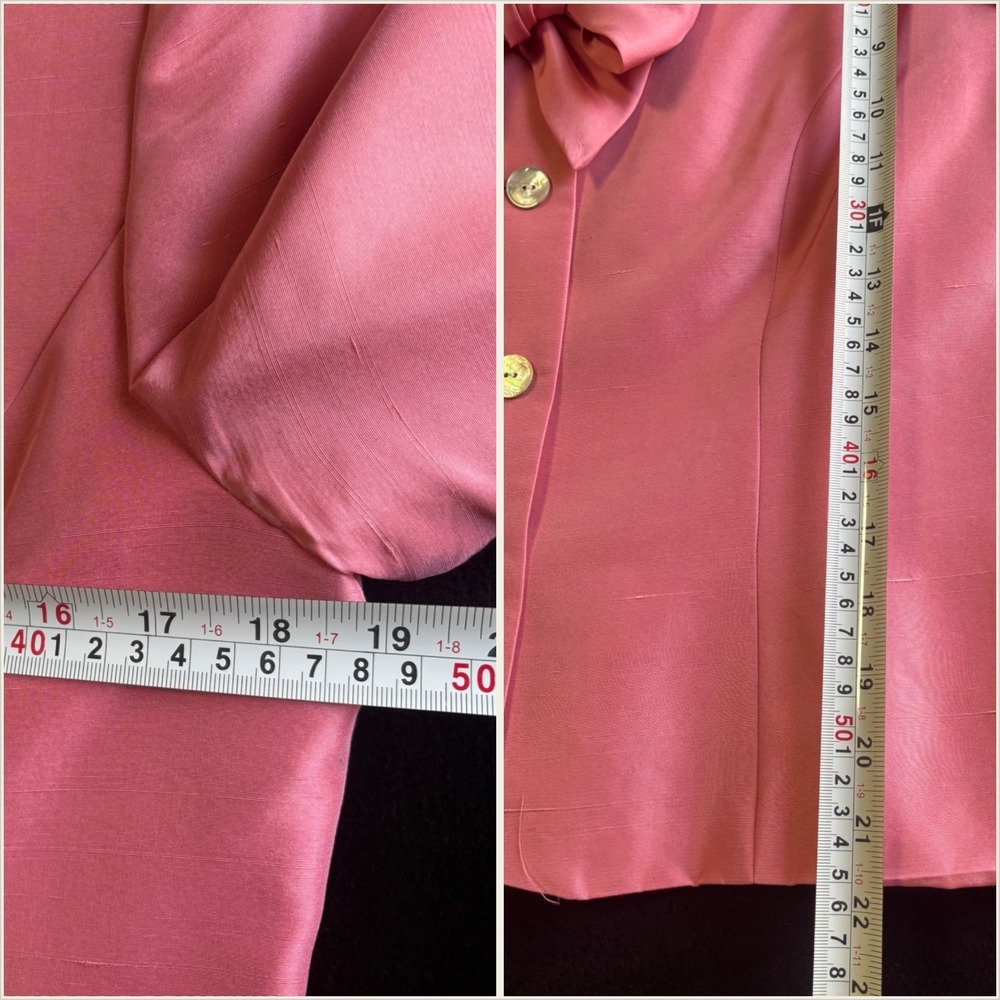 Talbots Womens 12 Skirt Suit Pink Pure Silk Bow Blazer Pencil Skirt Barbiecore - Picture 4 of 6